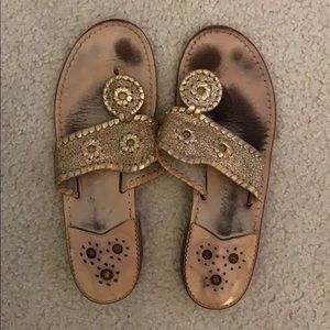 Gold sparkly jack Rogers